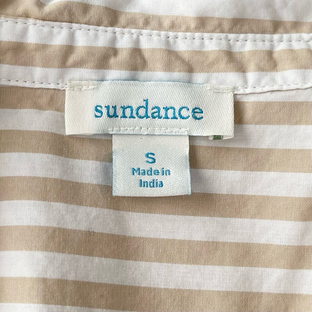 Sundance Golden Days Neutral Striped Cotton Long Sleeve Button Down Shirt Size S - Picture 5 of 6